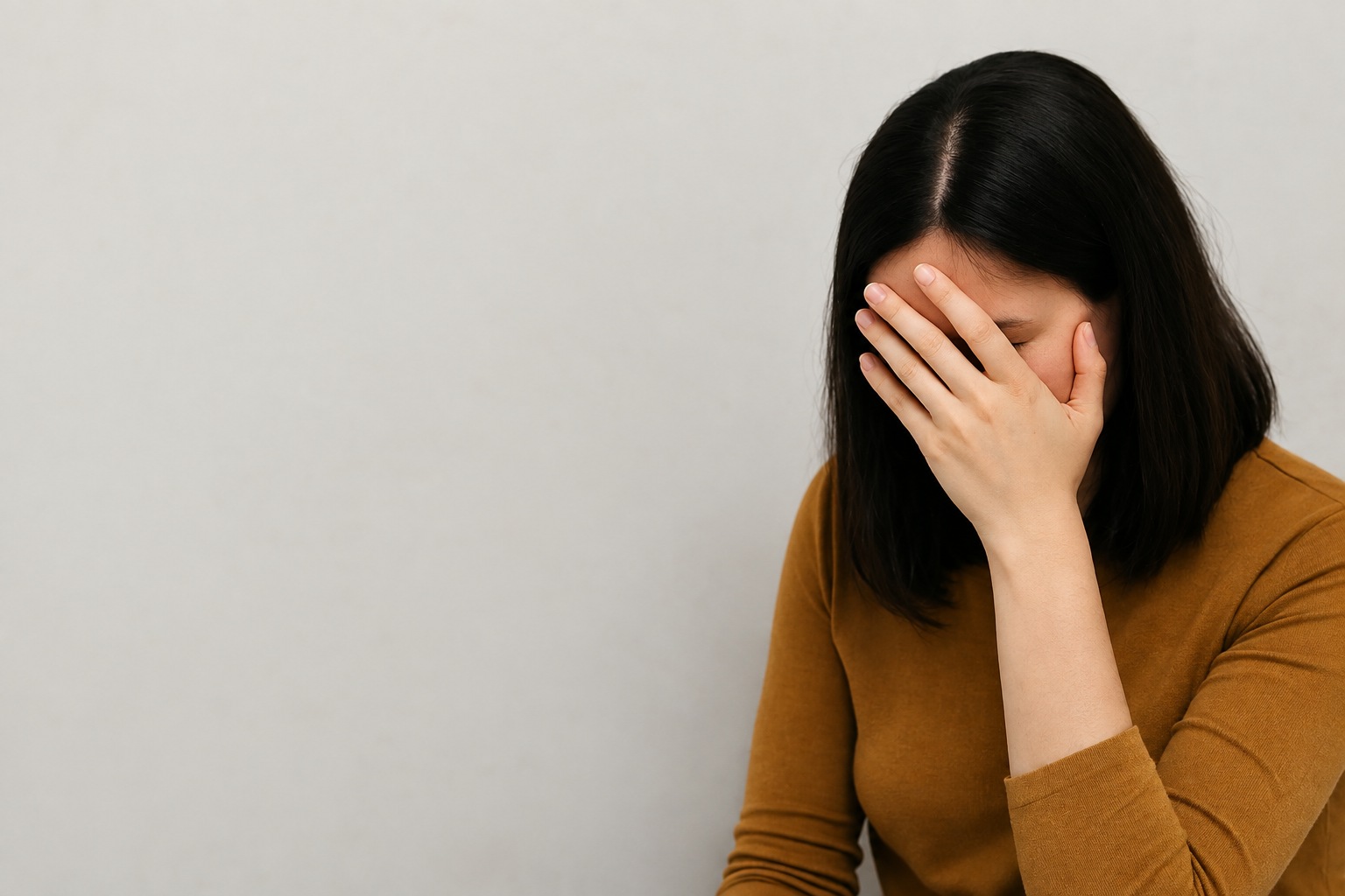 Girl hand on face