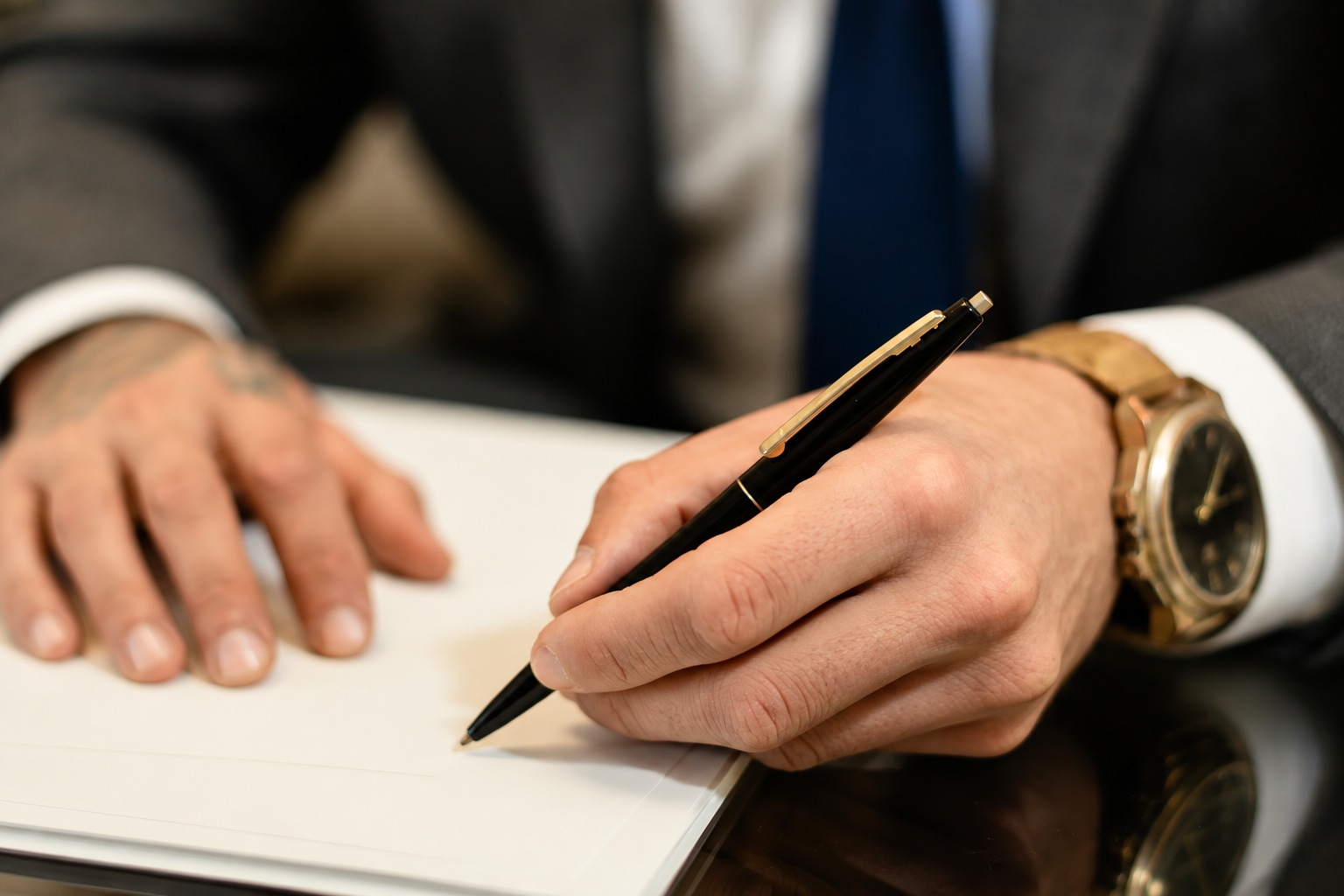 Man signing paper